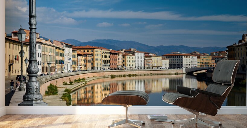 Pisa Tuscany Italy. The Arno river Wall Murals