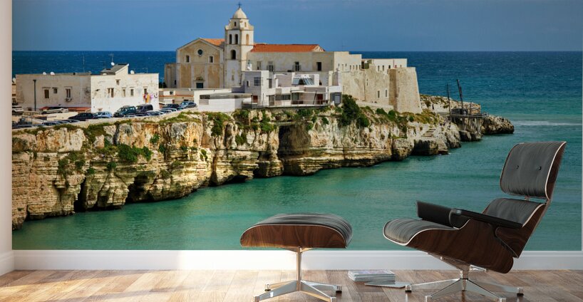 Vieste Gargano. Apulia Puglia Italy. Cape San Francesco and San Francesco church Wall Murals