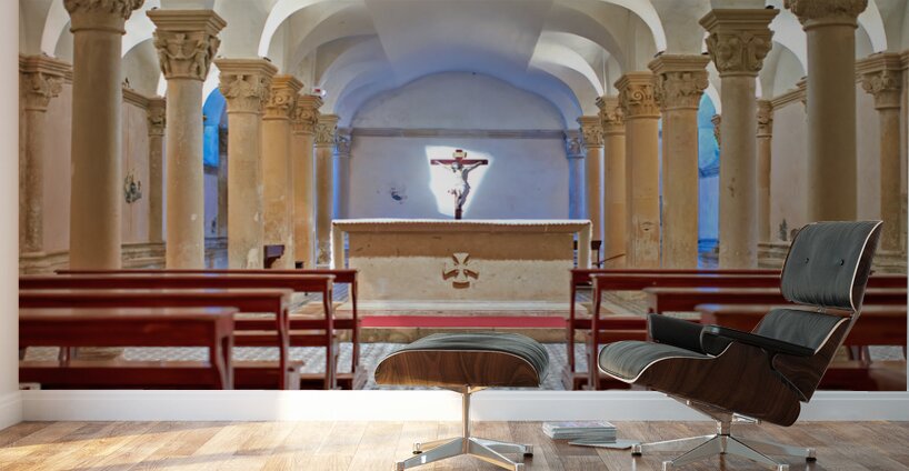 Apulia Puglia Salento Italy. Lecce. Cathedral Maria Santissima Assunta and Saint Orontius. The crypt Wall Murals