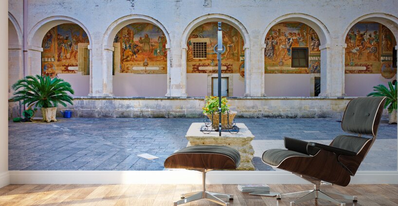 Salento. Apulia Puglia Italy. Galatina. Santa Caterina dAlessandria church. Frescoes in the cloister Wall Murals