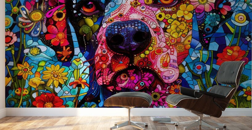 Puppy Loved - Flower Dog Wall Murals