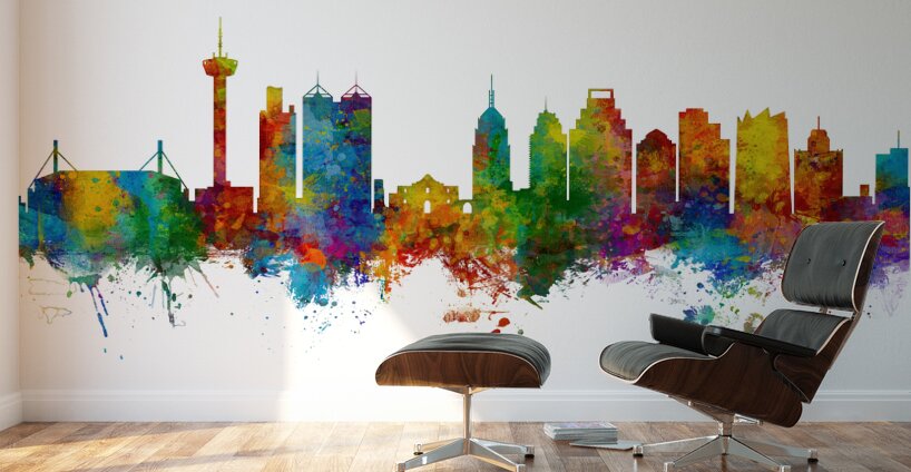 San Antonio Texas Skyline Wall Murals