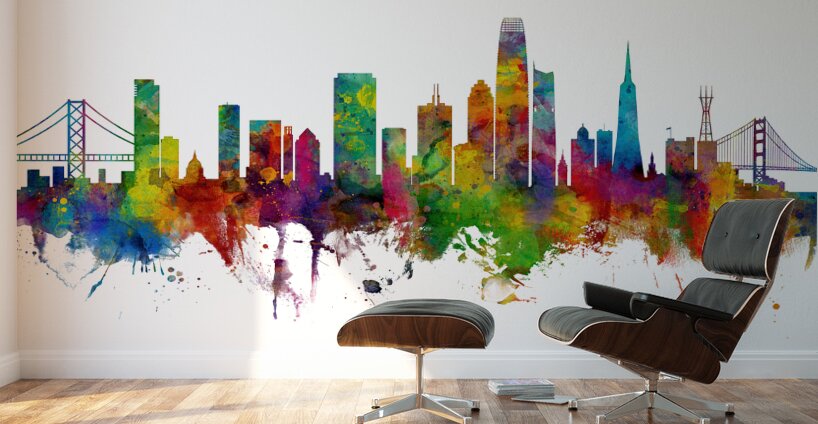 San Francisco California Skyline Wall Murals