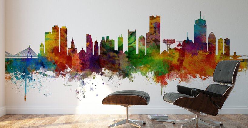 Boston Massachusetts Skyline Wall Murals