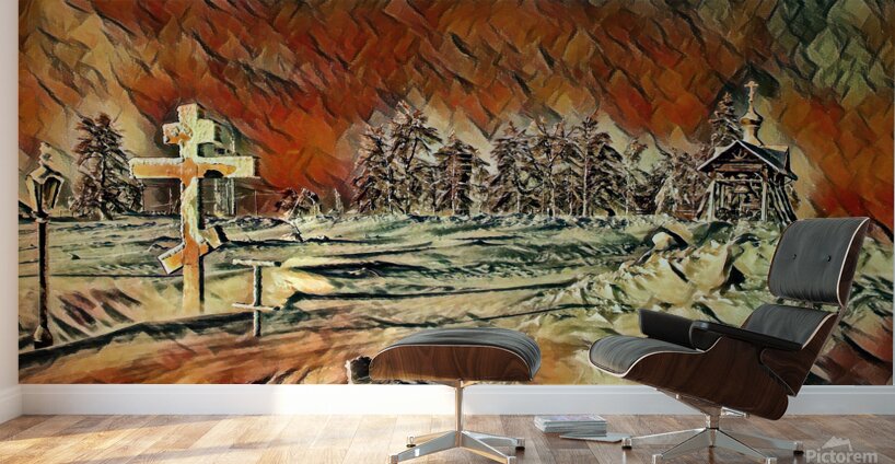 church snow pastel Wall Murals