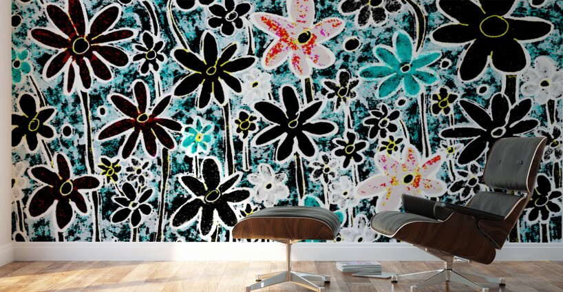 Abstract Textured Flora Display Wall Murals