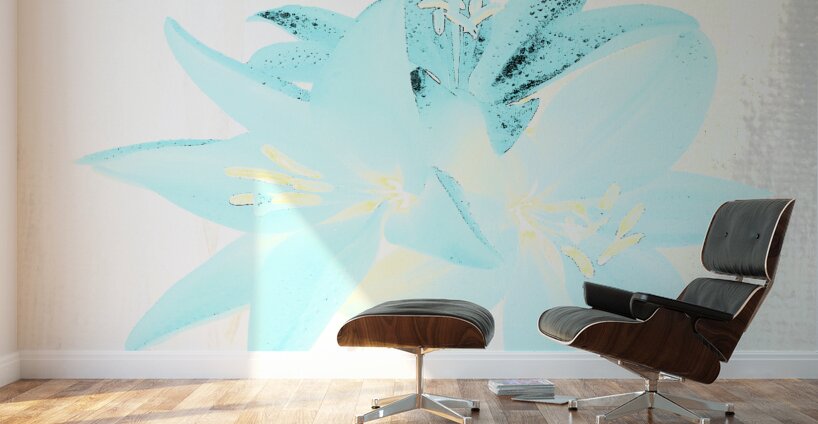 Abstract  Distressed Trio of Lime Lilies Wall Murals