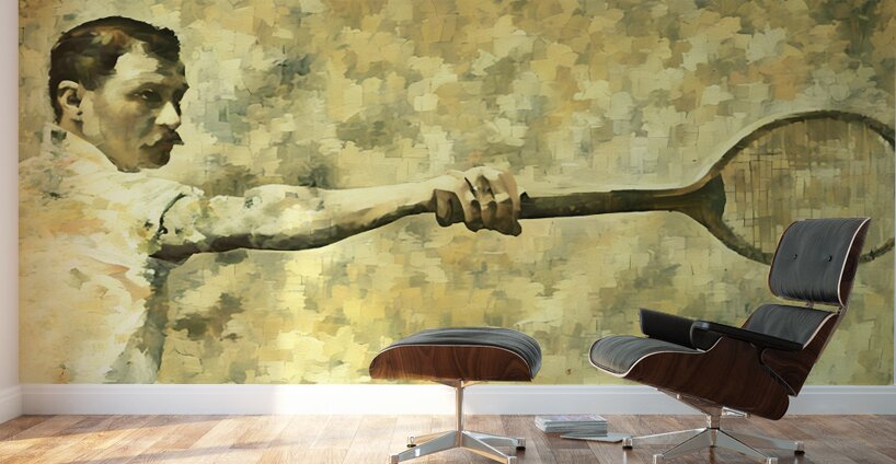 the backhand vintage tennis art Wall Murals