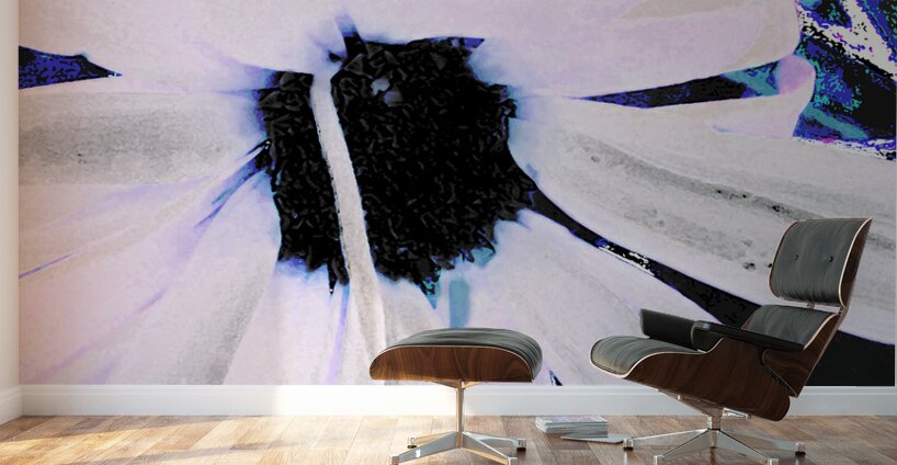 Abstract Daisy Flower in White Wall Murals