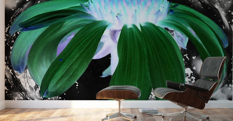  Abstract Green Cone Flower Wall Murals