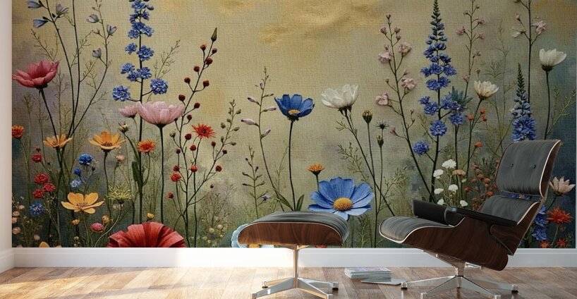 Wildflower Glory On Gold 2024 09 02 13 17 55 Wall Murals