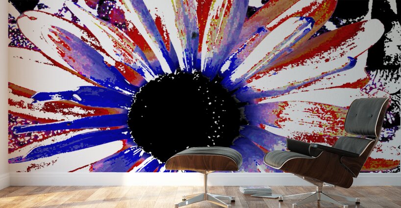Abstract Vibrant Contrasting Daisy Flower Wall Murals