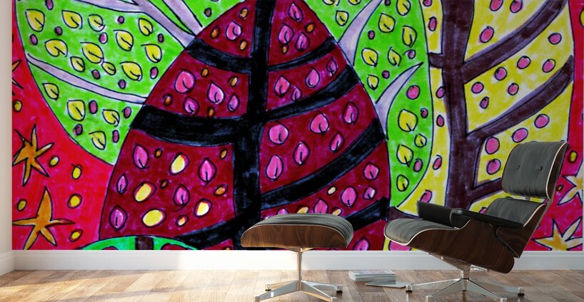 Five Abstract Doodle Trees Wall Murals