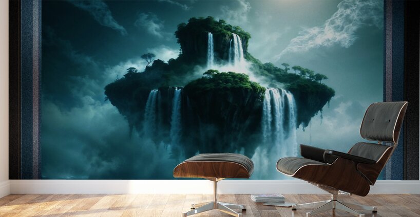 A Surreal Moonlit Island Forest Of Enchantment Awe-Inspiring AI Concept Art by Xzendor7 Wall Murals