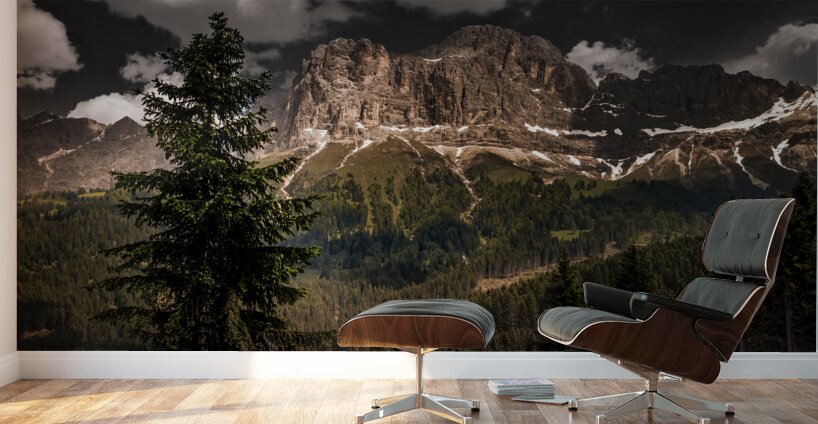 Italian Dolomite Val di Fassa Mountain Peaks at Night Wall Murals