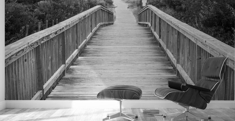 A Walk to the Beach   Black and White Wall Murals