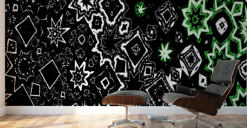 That Star Pattern in Green Wall Murals