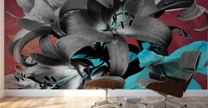Darkly Inverted Poster Colour Lilies Wall Murals