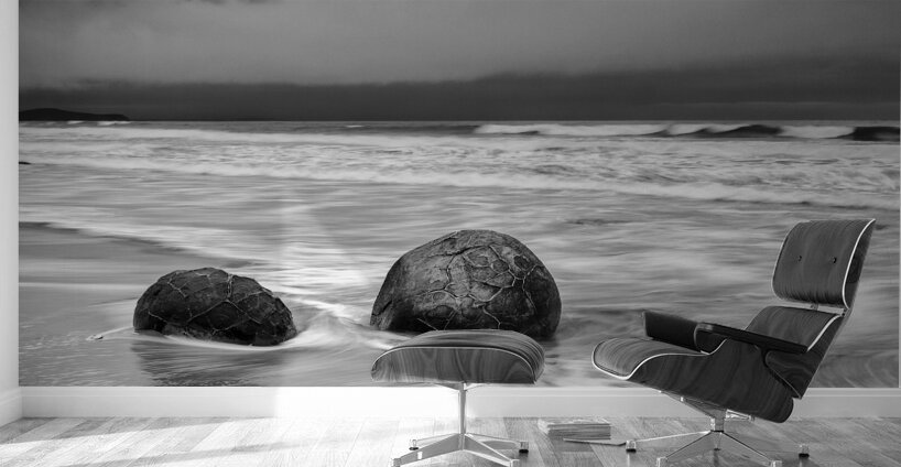 Moeraki Boulders and Waves Wall Murals