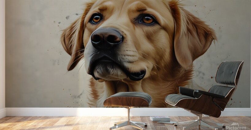 Golden Labrador Watercolor Art – Perfect Gift for Dog Lovers and Pet Owners Wall Murals