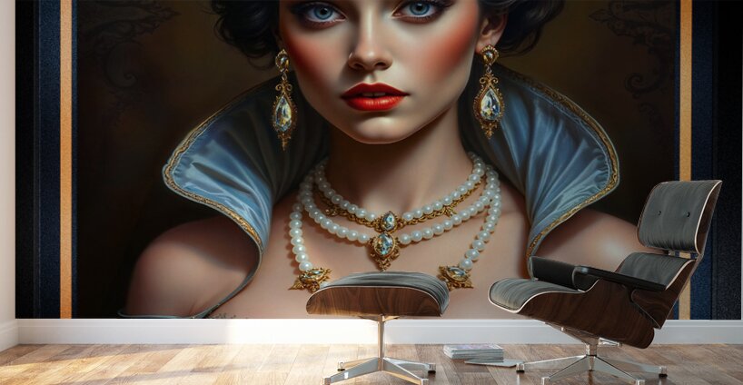 The Timeless Glamour Of A Classical Beauty Portrait Of A Woman Mesmerizing AI Concept Art by Xzendor7 Wall Murals
