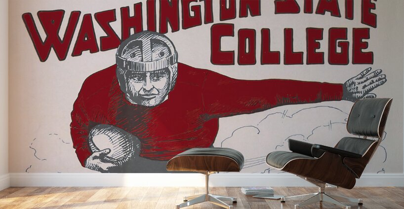 vintage washington state college football art Wall Murals