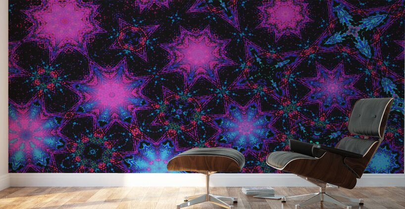 Abstract Neon Kaleidoscope Shapes  Wall Murals