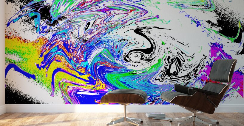 Abstract Swirling Chaotic Colours Wall Murals