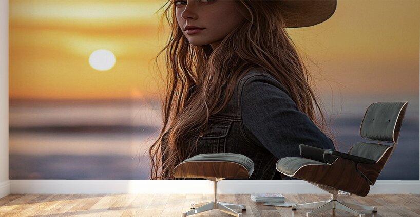 The Sunset Cowgirl Wall Murals