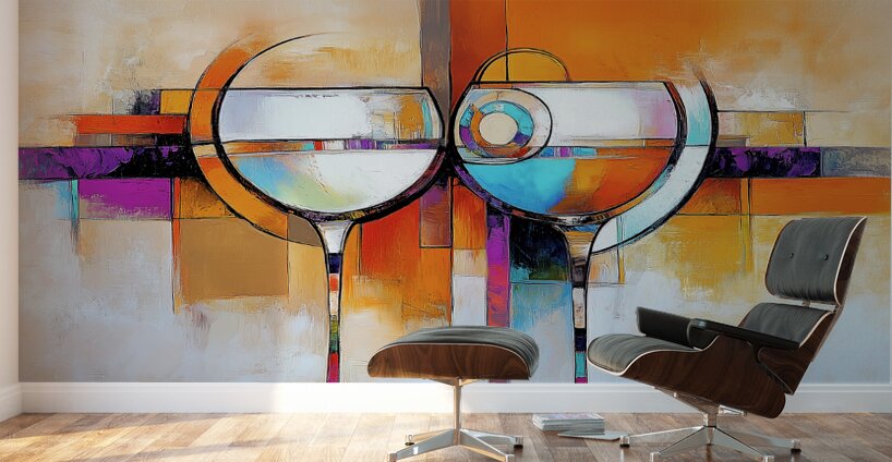 Kissing Wine Glasses Wall Murals