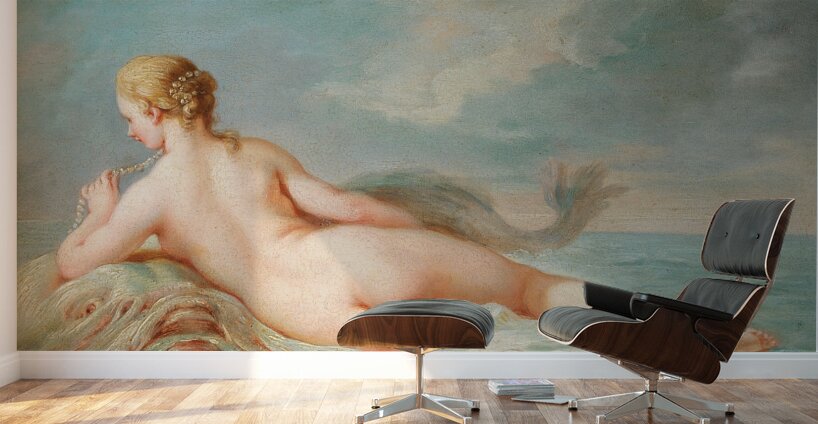 A Naiad lying upon a dolphin by Jacques Charlier [1720–1790] Wall Murals
