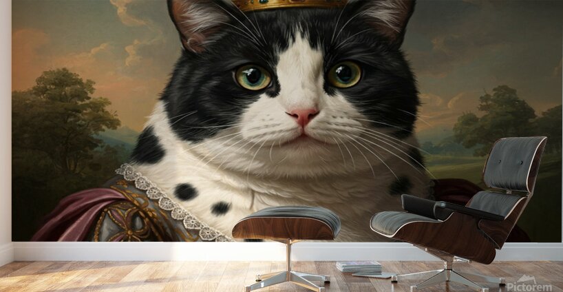 Queen Black and White Cat Wall Murals