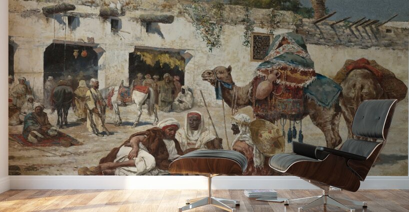 Caravan at rest by Giuseppe Gabani [1846–1899] Wall Murals