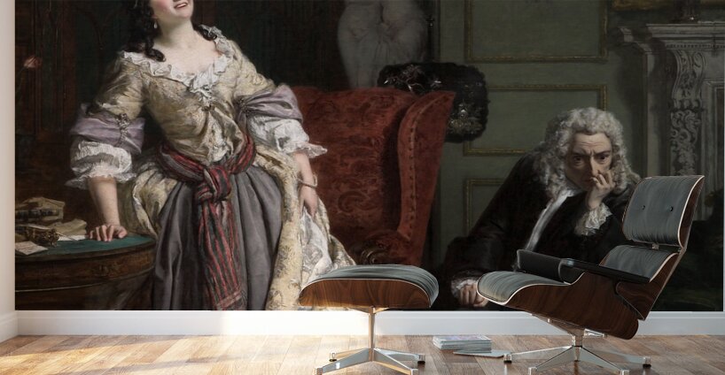 Pope Makes Love To Lady Mary Wortley Montagu [1852] by William Powell Frith [1819–1909] Wall Murals