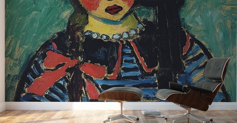 Girl With Red Ribbon [1911] by Alexej von Jawlensky [1864–1941] Wall Murals