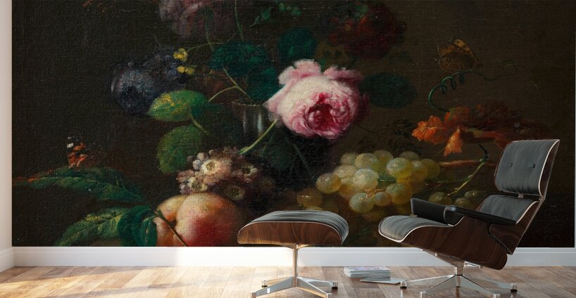 Blumenstillleben mit Früchten [1790] by Johann Baptist Drechsler [1756–1811] Wall Murals