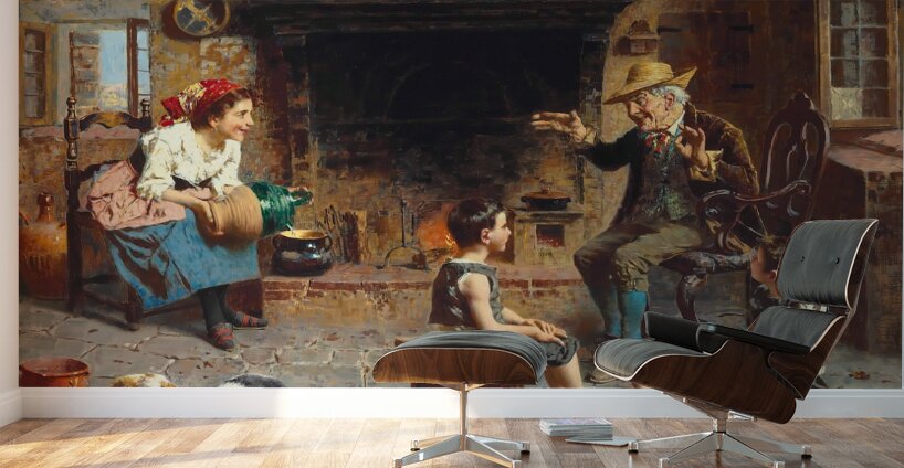 Storytime by Eugenio Zampighi [1859–1944] Wall Murals