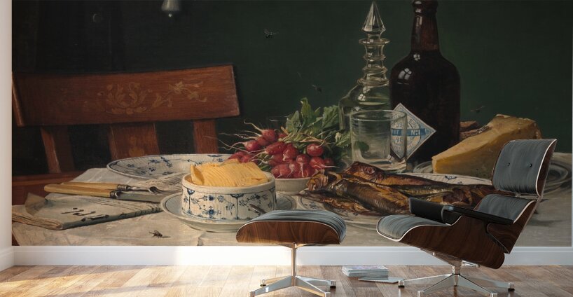 Et Frokostbord [1884] by Oluf August Hermansen [1849–1897] Wall Murals