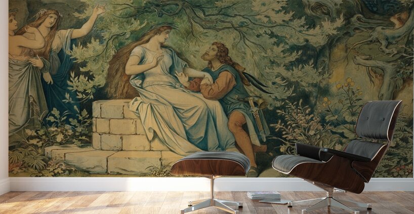 Die schöne Melusine. II. Am Waldbrunnen [1869] by Moritz von Schwind [1804–1871] Wall Murals