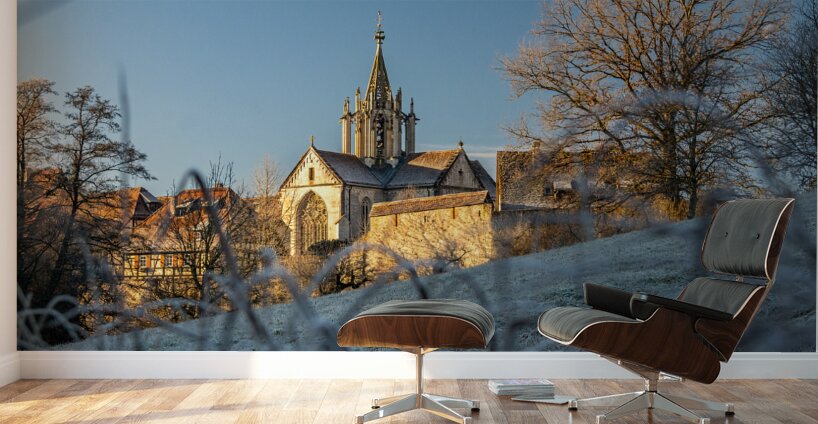 Historic medieval monastery of Bebenhausen in gorgeous winter landscape at sunrise  Wall Murals