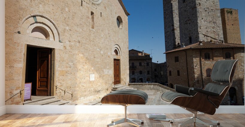 San Gimignano Italy travel destionation. Medieval tower skyscra Wall Murals