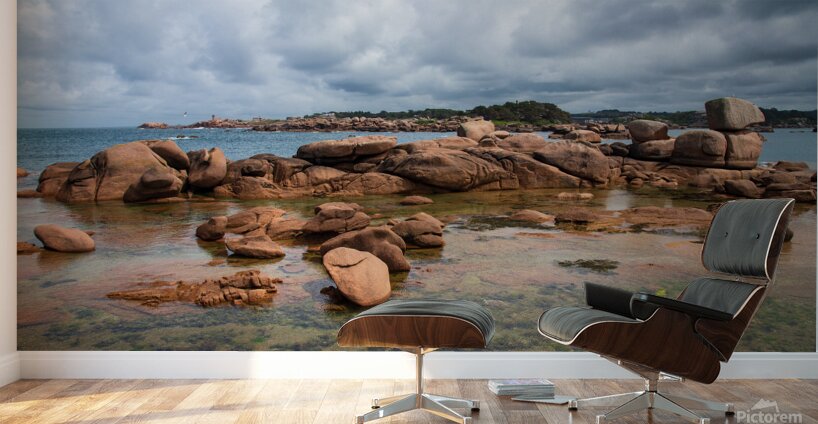 Boulders and clouds. Pink Granite Coast  Wall Murals