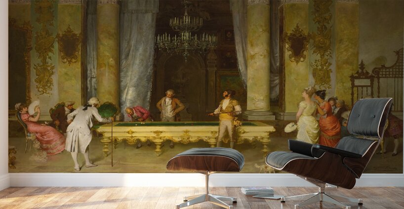 A Game Of Billiards by Francesco Beda [1840–1900] Wall Murals