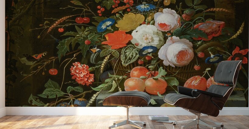 Flowers and Fruit by Abraham Mignon [1640–1679] Wall Murals