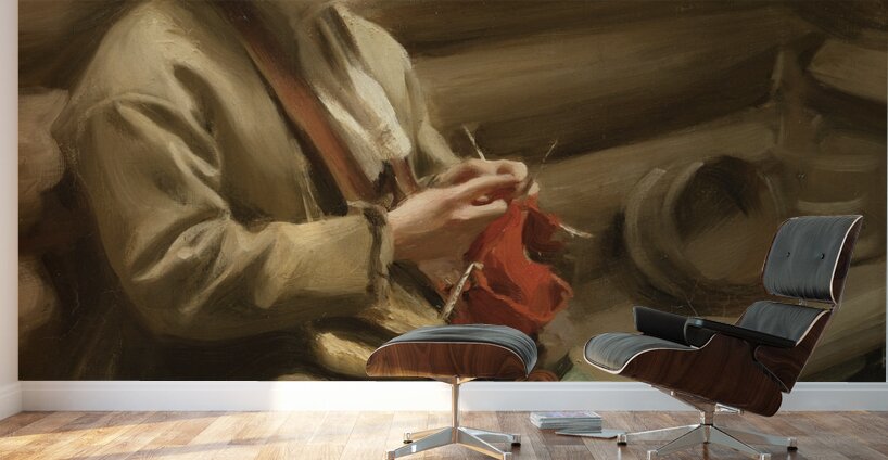 Dalecarlian Girl Knitting. Cabbage Margit [1901] by Anders Zorn [1860–1920] Wall Murals