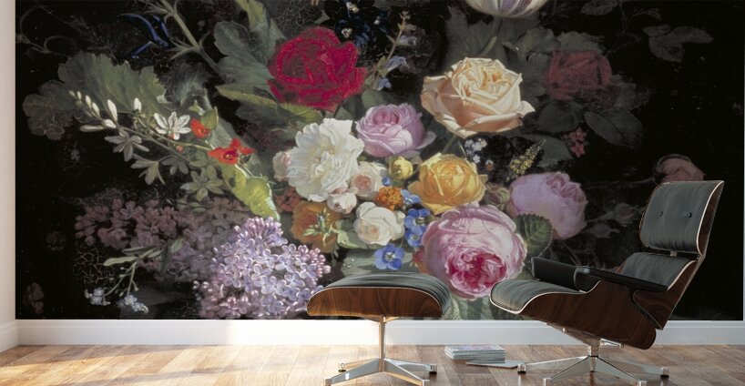 Flowers In A Vase [1869] by Otto Didrik Ottesen [1816–1892] Wall Murals