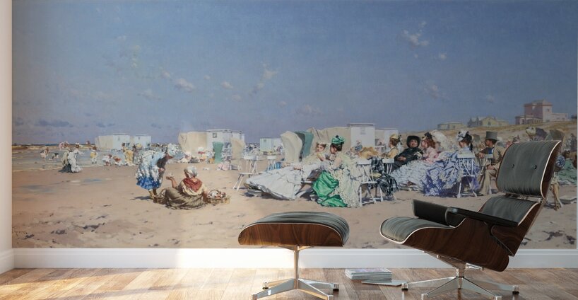 Beach At Scheveningen. Holland by Frederik Hendrik Kaemmerer [1839–1902] Wall Murals