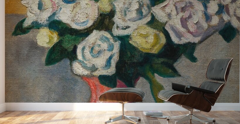 Bouquet de roses blanches [circa 1910] by Louis Valtat [1869–1952] Wall Murals