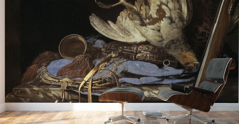 Still Life with Hunting Gear [1664] by Willem van Aelst [1627–ca. 1683] Wall Murals