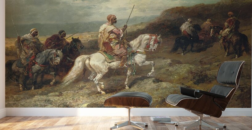 Arab Warriors On A Rocky Hillside by Adolf Schreyer [1828–1899] Wall Murals